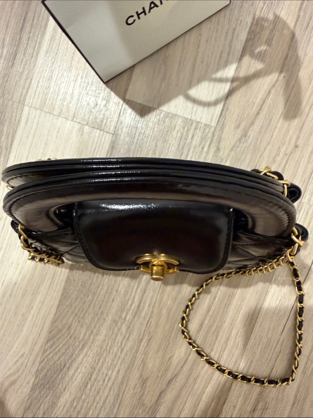 CHANEL Black Quilted Mini Top Handle Bag with Gold Chain - Picture 7 of 7